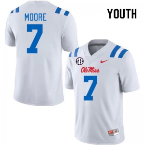Youth Louis Moore White Ole Miss 2024 New College Football #7 Jersey 808306-549