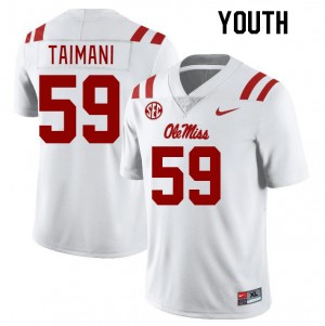 Youth Mana Taimani White Ole Miss College Football #59 Jersey 662729-638
