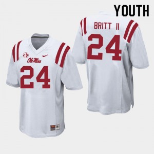 Youth Marc Britt II White University of Mississippi College Football #24 Jersey 577749-567