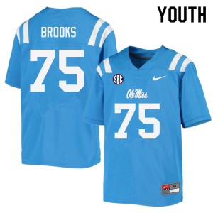 Youth Mason Brooks Powder Blue Ole Miss College Football #75 Jersey 802123-245