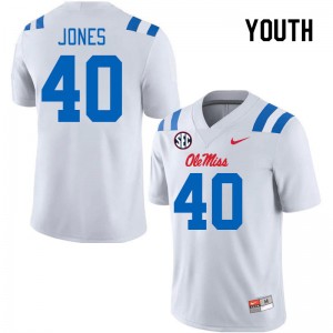 Youth Matt Jones White Ole Miss 2024 New College Football #40 Jersey 797682-341