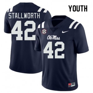 Youth Micah Stallworth Navy Ole Miss College Football #42 Jersey 986479-418