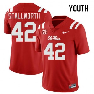 Youth Micah Stallworth Red Rebels College Football #42 Jersey 685200-298