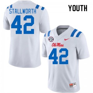 Youth Micah Stallworth White Ole Miss 2024 New College Football #42 Jersey 566862-896