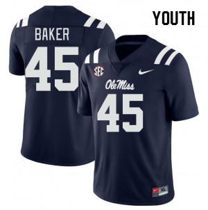 Youth Mike Baker Navy Ole Miss Rebels College Football #45 Jersey 182504-600