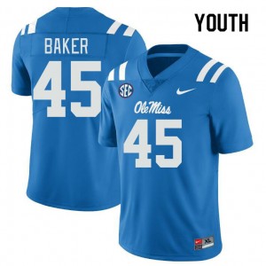 Youth Mike Baker Powder Blue University of Mississippi College Football #45 Jersey 470945-994