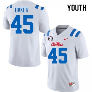 Youth Mike Baker White Ole Miss 2024 New College Football #45 Jersey 149228-927