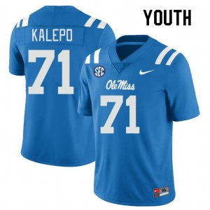 Youth Nate Kalepo Powder Blue Ole Miss Rebels College Football #71 Jersey 418628-509