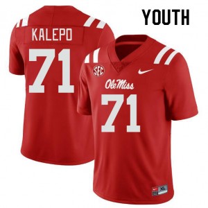 Youth Nate Kalepo Red Ole Miss College Football #71 Jersey 782005-408