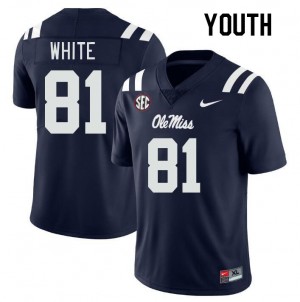 Youth Noreel White Navy Ole Miss College Football #81 Jersey 636188-165