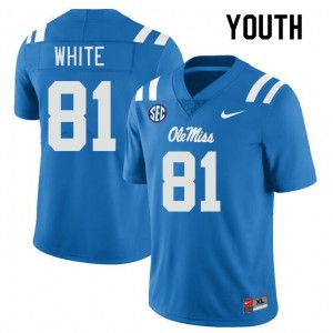 Youth Noreel White Powder Blue Ole Miss College Football #81 Jersey 855339-560