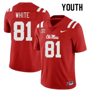 Youth Noreel White Red Ole Miss College Football #81 Jersey 509043-700