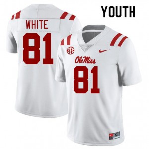 Youth Noreel White White Ole Miss College Football #81 Jersey 620153-586