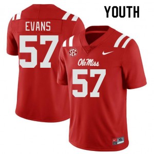 Youth Paris Evans Red University of Mississippi College Football #57 Jersey 873737-410