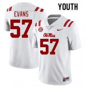 Youth Paris Evans White Ole Miss College Football #57 Jersey 917494-163