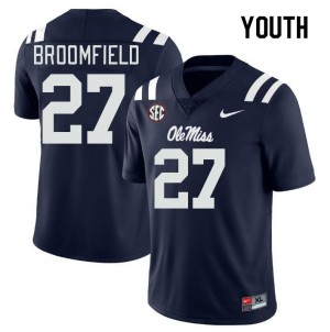 Youth Pat Broomfield Navy Rebels College Football #27 Jersey 821425-933