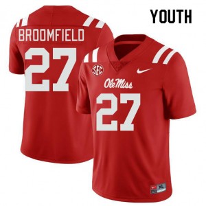 Youth Pat Broomfield Red University of Mississippi College Football #27 Jersey 655671-583