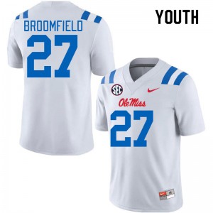 Youth Pat Broomfield White University of Mississippi 2024 New College Football #27 Jersey 764976-613