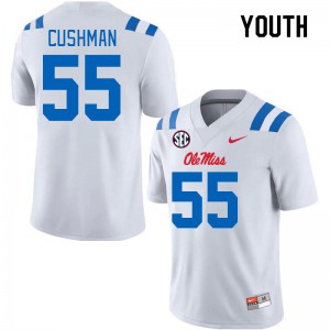 Youth Preston Cushman White Ole Miss 2024 New College Football #55 Jersey 141175-400