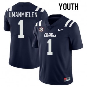 Youth Princely Umanmielen Navy University of Mississippi College Football #1 Jersey 599036-449