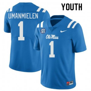 Youth Princely Umanmielen Powder Blue University of Mississippi College Football #1 Jersey 710744-908