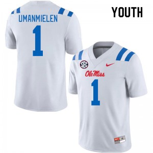 Youth Princely Umanmielen White Ole Miss 2024 New College Football #1 Jersey 503511-592