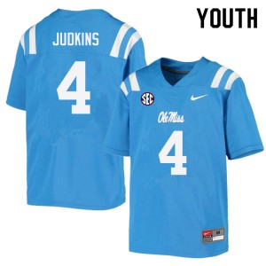Youth Quinshon Judkins Powder Blue Ole Miss College Football #4 Jersey 596890-219