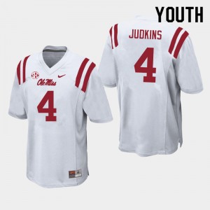 Youth Quinshon Judkins White Ole Miss College Football #4 Jersey 274966-149