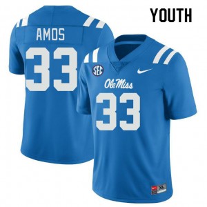 Youth Rashad Amos Powder Blue University of Mississippi College Football #33 Jersey 233375-990