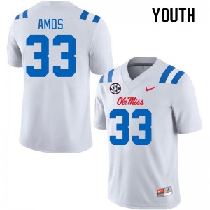 Youth Rashad Amos White Ole Miss Rebels 2024 New College Football #33 Jersey 570076-561