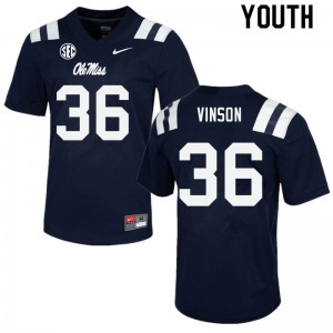 Youth Rayf Vinson Navy Rebels College Football #36 Jersey 972869-861