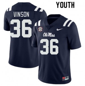 Youth Rayf Vinson Navy Ole Miss Rebels College Football #36 Jersey 612638-436