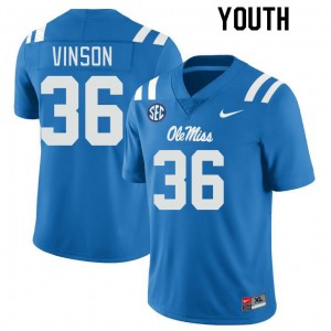 Youth Rayf Vinson Powder Blue University of Mississippi College Football #36 Jersey 284314-223