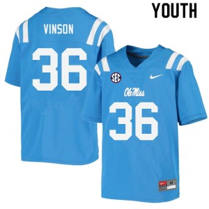 Youth Rayf Vinson Powder Blue Ole Miss Rebels College Football #36 Jersey 220038-491