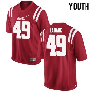 Youth Ryan Labanc Red University of Mississippi College Football #49 Jersey 655778-740
