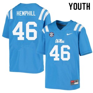 Youth Salathiel Hemphill Powder Blue Ole Miss Rebels College Football #46 Jersey 922155-355