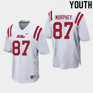 Youth Sam Murphey White Rebels College Football #87 Jersey 436006-587