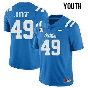 Youth Sean Judge Powder Blue Rebels College Football #49 Jersey 613246-729