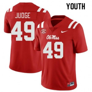 Youth Sean Judge Red University of Mississippi College Football #49 Jersey 824309-194