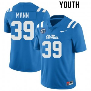 Youth Skielar Mann Powder Blue Ole Miss College Football #39 Jersey 303019-954