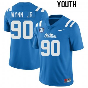 Youth Stephon Wynn Jr. Powder Blue University of Mississippi College Football #90 Jersey 222107-715