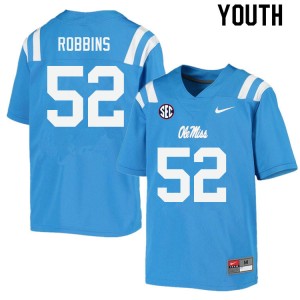 Youth Taleeq Robbins Powder Blue Ole Miss Rebels College Football #52 Jersey 287117-294