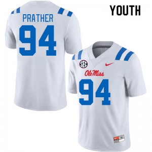 Youth Tavion Prather White University of Mississippi 2024 New College Football #94 Jersey 142359-839