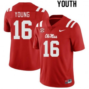 Youth Teja Young Red Rebels College Football #16 Jersey 128128-140