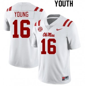 Youth Teja Young White Ole Miss Rebels College Football #16 Jersey 982699-590