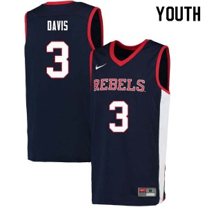 Youth Terence Davis Navy University of Mississippi College Basketball #3 Jersey 261410-735