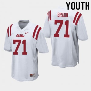 Youth Tobias Braun White University of Mississippi College Football #71 Jersey 548693-178