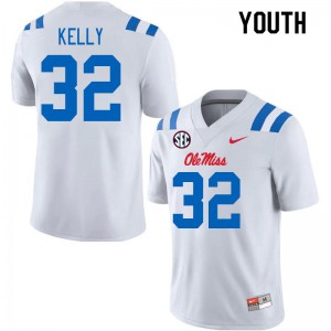 Youth Torian Kelly White Ole Miss Rebels 2024 New College Football #32 Jersey 743629-748