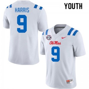 Youth Tre Harris White University of Mississippi 2024 New College Football #9 Jersey 368360-903