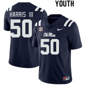 Youth Tres Harris III Navy Ole Miss College Football #50 Jersey 710292-686